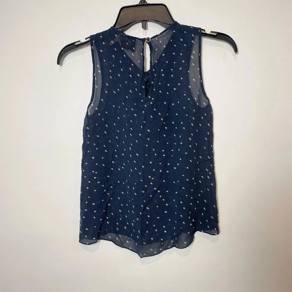 Blusa Juicy Couture sin mangas con lazo y cuello para mujer XS azul marino ojo de cerradura trasero Foto 3 de 4