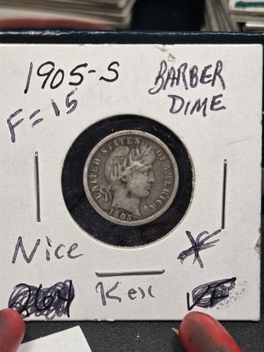 1905-S Barber Dime 90% Silver Average Circ