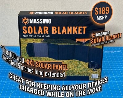 NEW 100W Portable Foldable Solar Panel Blanket Massimo Camping + Home + RV Power