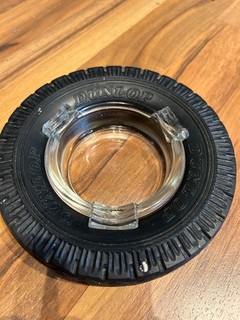 Vintage Dunlop Reifen Aschenbecher Glas Kautschuk Automobilia Werbeartikel Retro