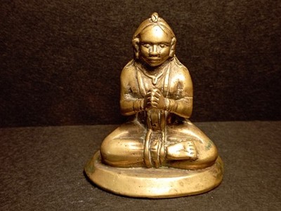 Vintage Messing Buddha Statue Miniatur Buddhistischer Mönch Ornament Swami Samarth
