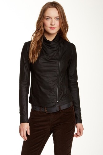 Vince Scuba Leather Jacket in Black 