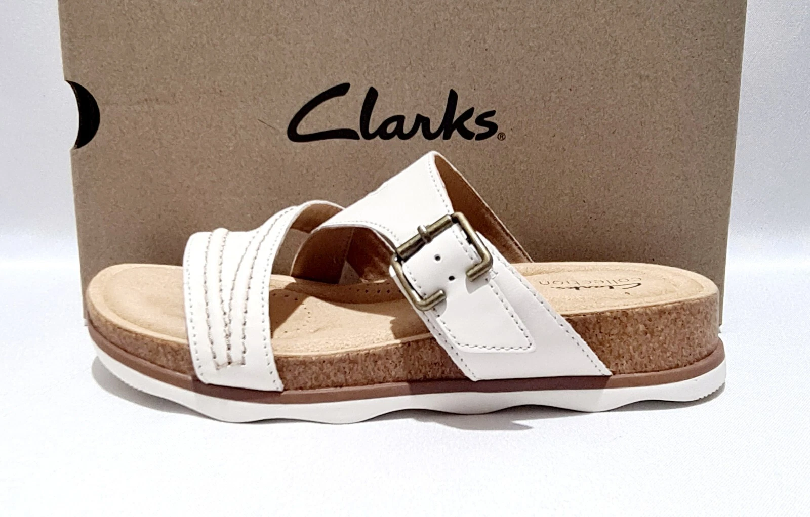Sandali Clarks Brynn Hope in pelle bianca UK 5 5 D nuovi