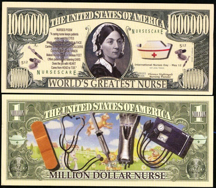 World's Greatest Nurse Million Dollar Bill Funny Money Novelty Note +FREE SLEEVE