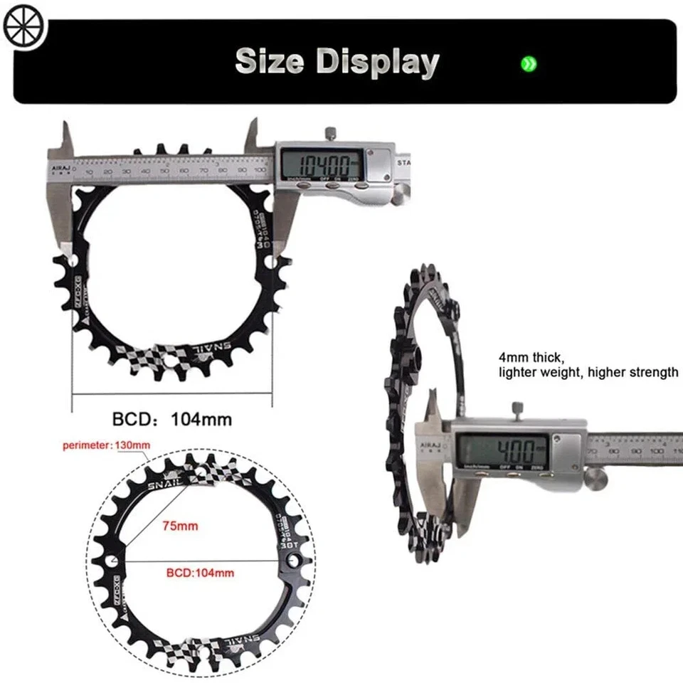 104bcd 30T Round Chainwheel Narrow Wide MTB Crankset Mountain Bike Tooth Plate - Image 2 of 4