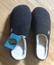 NEW Rockdove Men s Original Two-Tone Memory Foam Slipper Gray / Cream Sz. Large