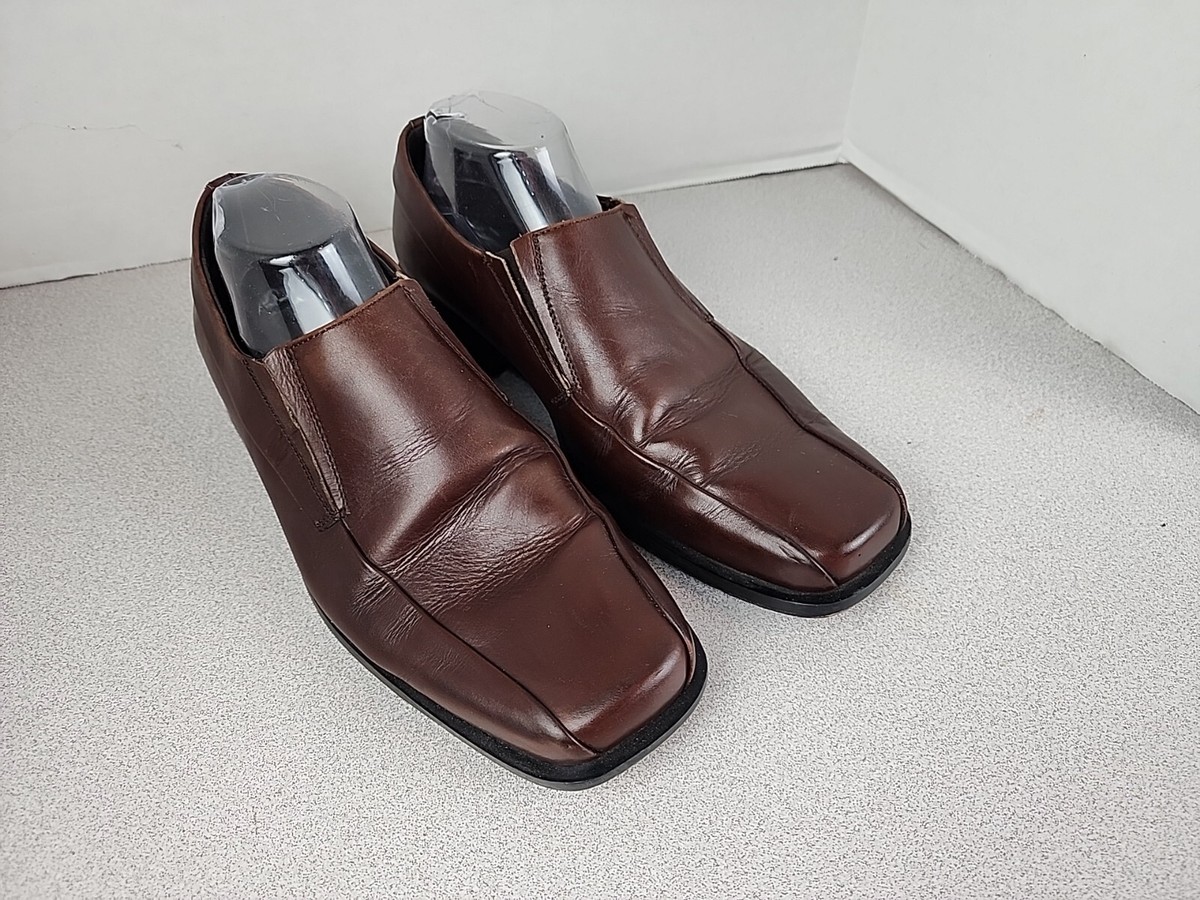 BACCO BUCCI Men's Brown Leather Slip-On Loafer Shoes Comfort Size