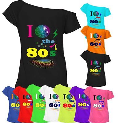 Womens I Love The 80s Classic Print T Shirt Hen Party Girls Top Cotton Tee 7857 