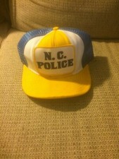 Vintage AID Lucky Stripes N.C. Police Snapback Mesh Patch Trucker Hat Mint