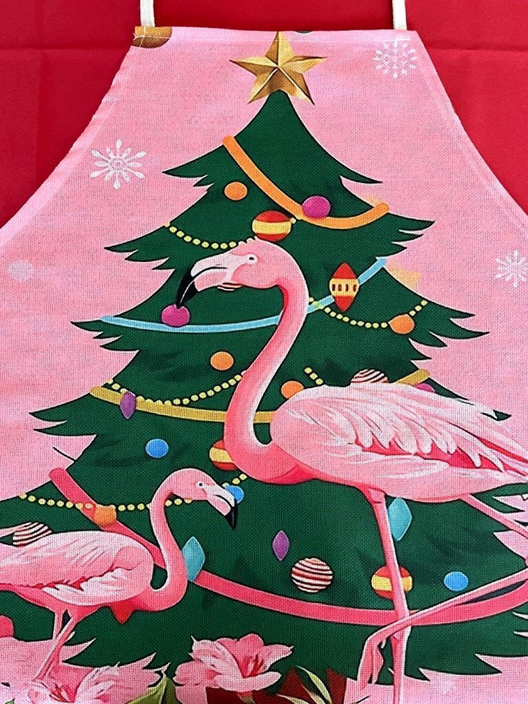 Christmas Flamingo Apron Pink Fun Baking Holiday Gift New