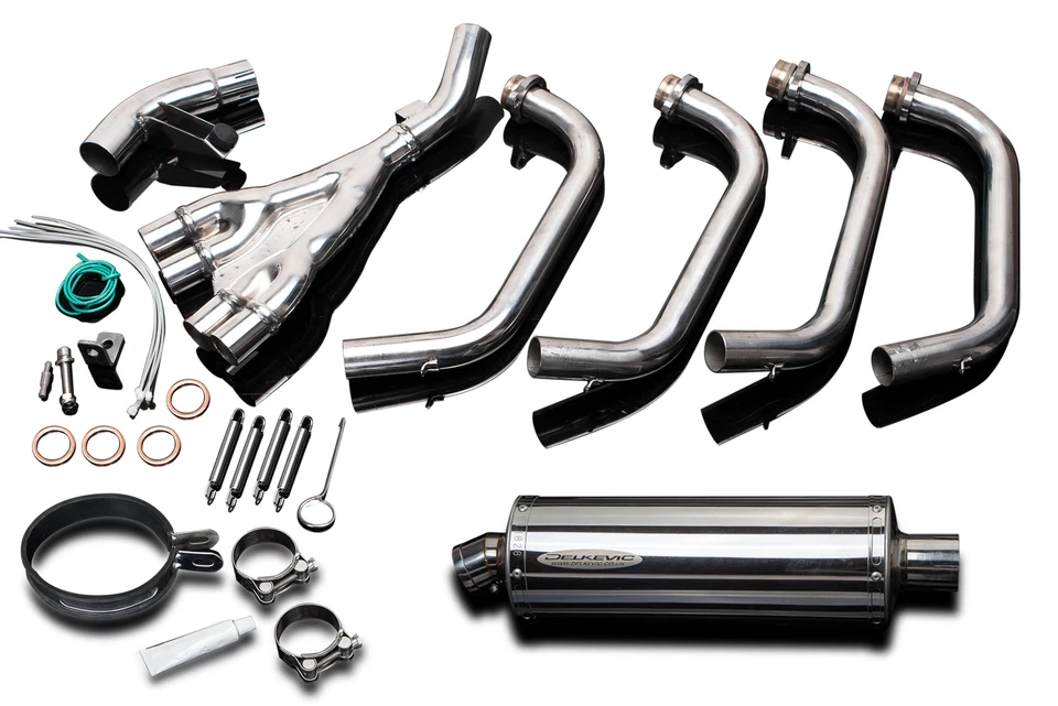 Silenciador ovalado de escape Yamaha XJ600 S/N Delkevic 4-1 14" acero inoxidable 92-03 Foto 2 de 4