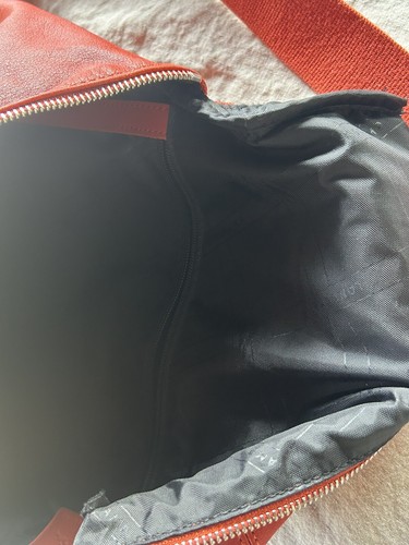 Longchamp Leather Le Foulonne Backpack Orange/red Leather Vintage Rare - Picture 11 of 14
