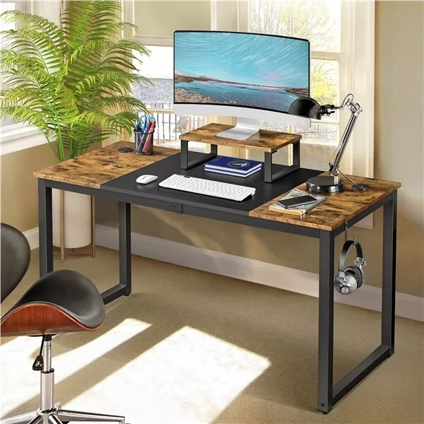 Large Computer Desk with Movable Monitor Stand for Gaming Writing
