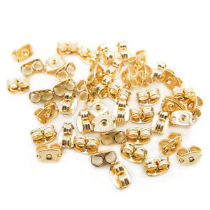 50X Ear Post Nuts Rubber Earring Backs Stoppers Jewelry Findings Silver/Golden 