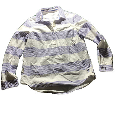 Joules Mariners Grade Shirt Womens Sz 8 Blue White Beach Preppy Nautical Stripe
