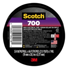 2 ROLLS Scotch Vinyl 700 Electrical Tape Black 3/4" x 66 ft General Purpose