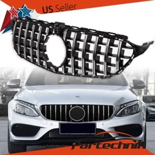 GTR Front Bumper Grille Fit For 2015-2018 W205 C Class C200 W/ Camera