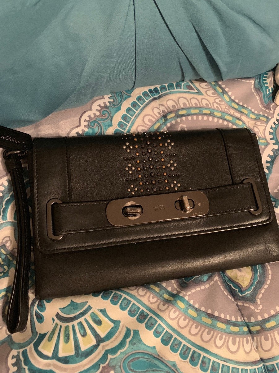 小物 COACH Bandana Rivets Wallet Coach Bandanna Rivets Studded Blake Clutch Wristlet Wallet