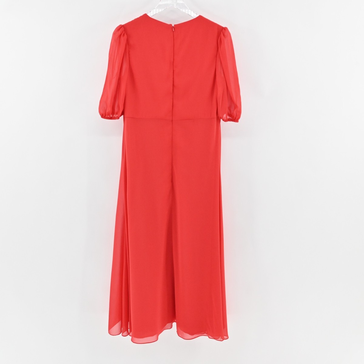 関税送料込【MAC DUGGAL】ロング ワンピース リボン 半袖 レッド MAC DUGGAL Dress Sz 10 Ieena Chili Red Chiffon VNeck Bow