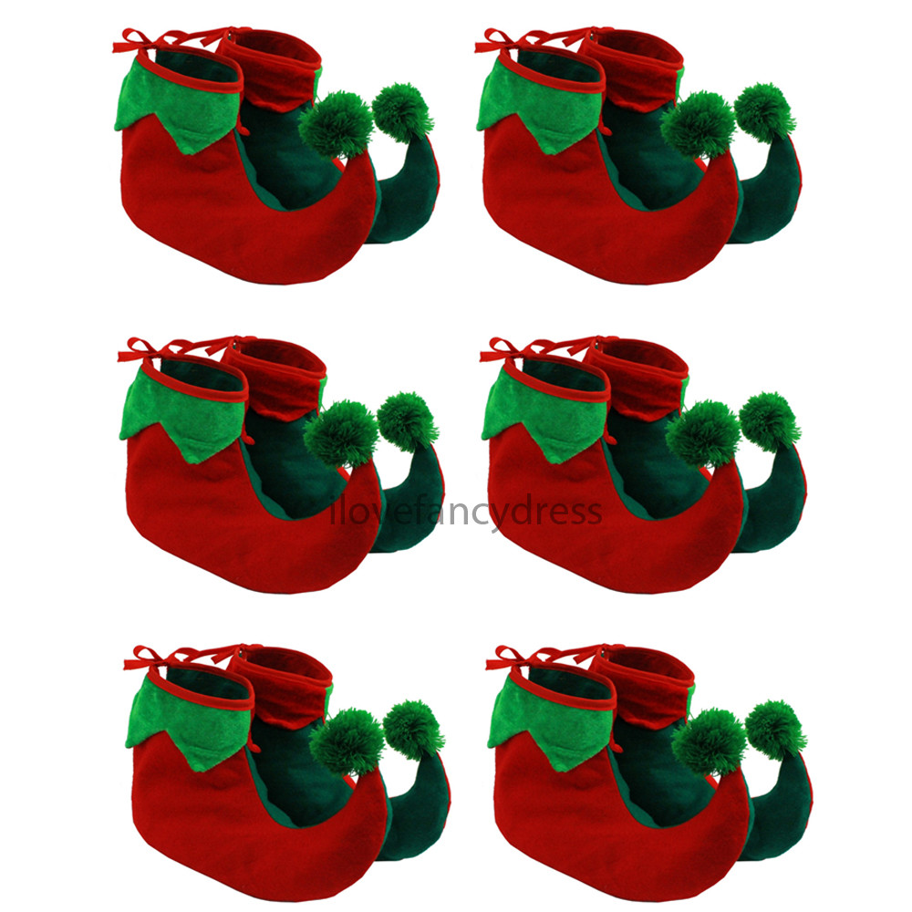 6 X BOTAS ELFO ZAPATOS PIXIE NAVIDAD DISFRAZ ACCESORIO GNOMO NAVIDAD