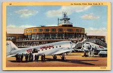 La Guardia Field Airport Mainliner United Prop Planes NY C1935 Postcard J28