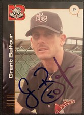 Grant Balfour Twins Autographed 2001 New Britain Rock Cats Multi-Ad Card COA