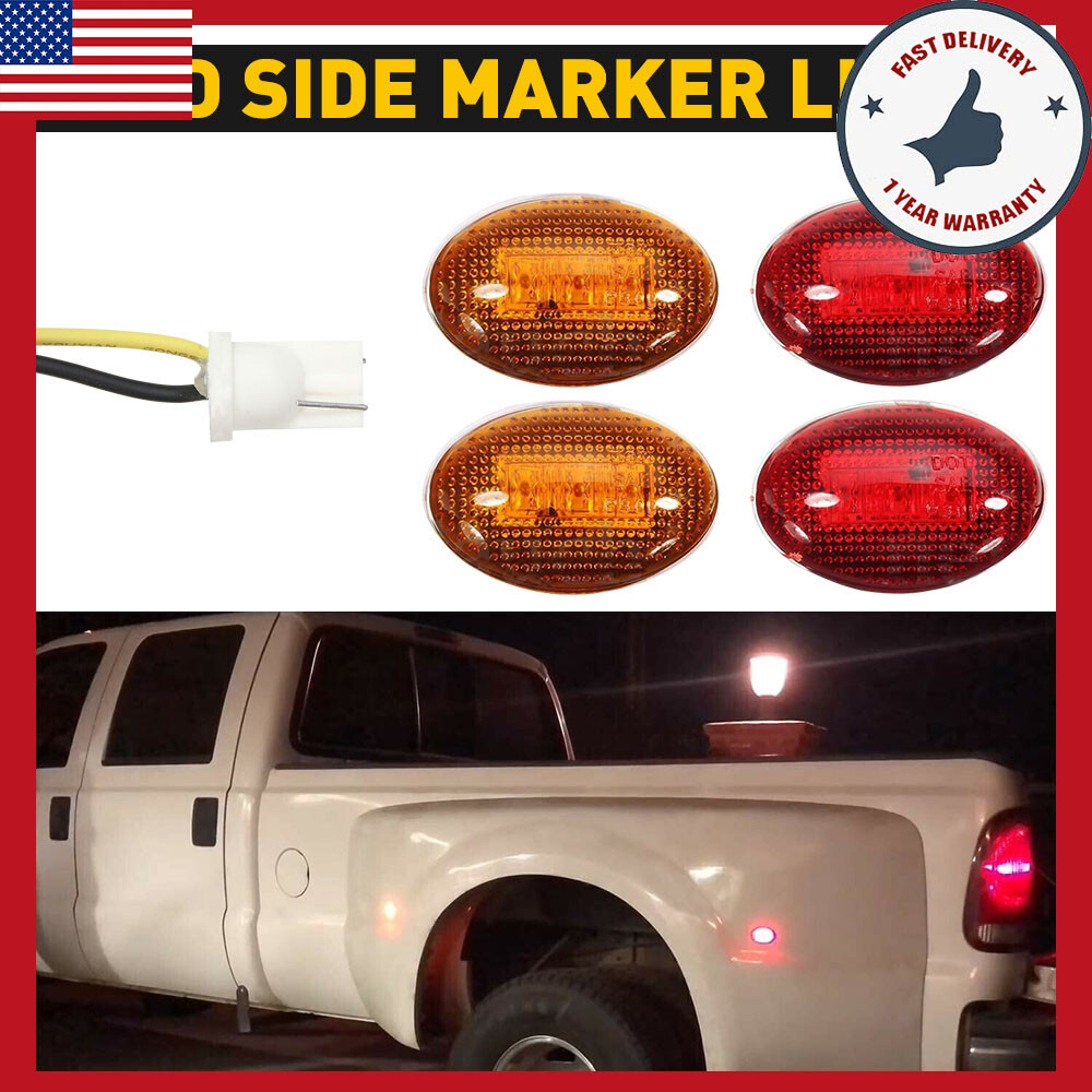 99-10 Ford F350 Dually LED Fender Side Marker Lights Red Amber