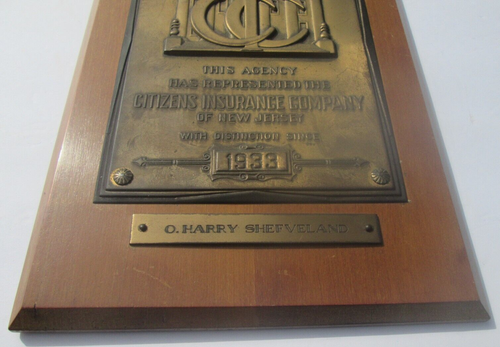 CITIZENS PLAQUE: Vintage Agency/ Insurance Co. (Hartford) 8.5" X 11.5" SIGN/MARK - Picture 3 of 4