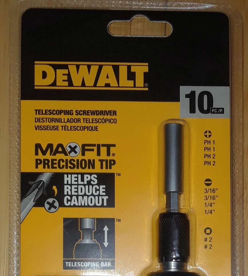 Новый жесткий DeWalt MAX-FIT телескопическая отвертка 10 шт мульти бит набор #DWHT68001 - Изображение 4 из 4