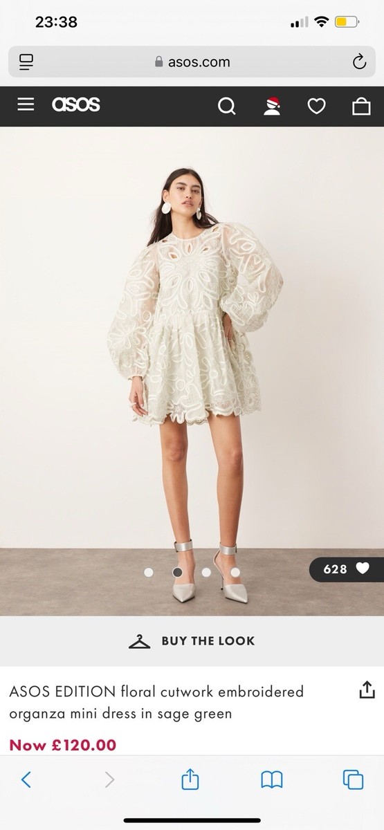 open lace back dress Rent Asos Edition Floral Embroidered Organza Midi Dress In Steel Blue main image 0