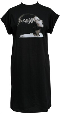 Braut von Frankenstein Damen Horror hochgeschlossenes T-Shirt Kleid Halloween Monster
