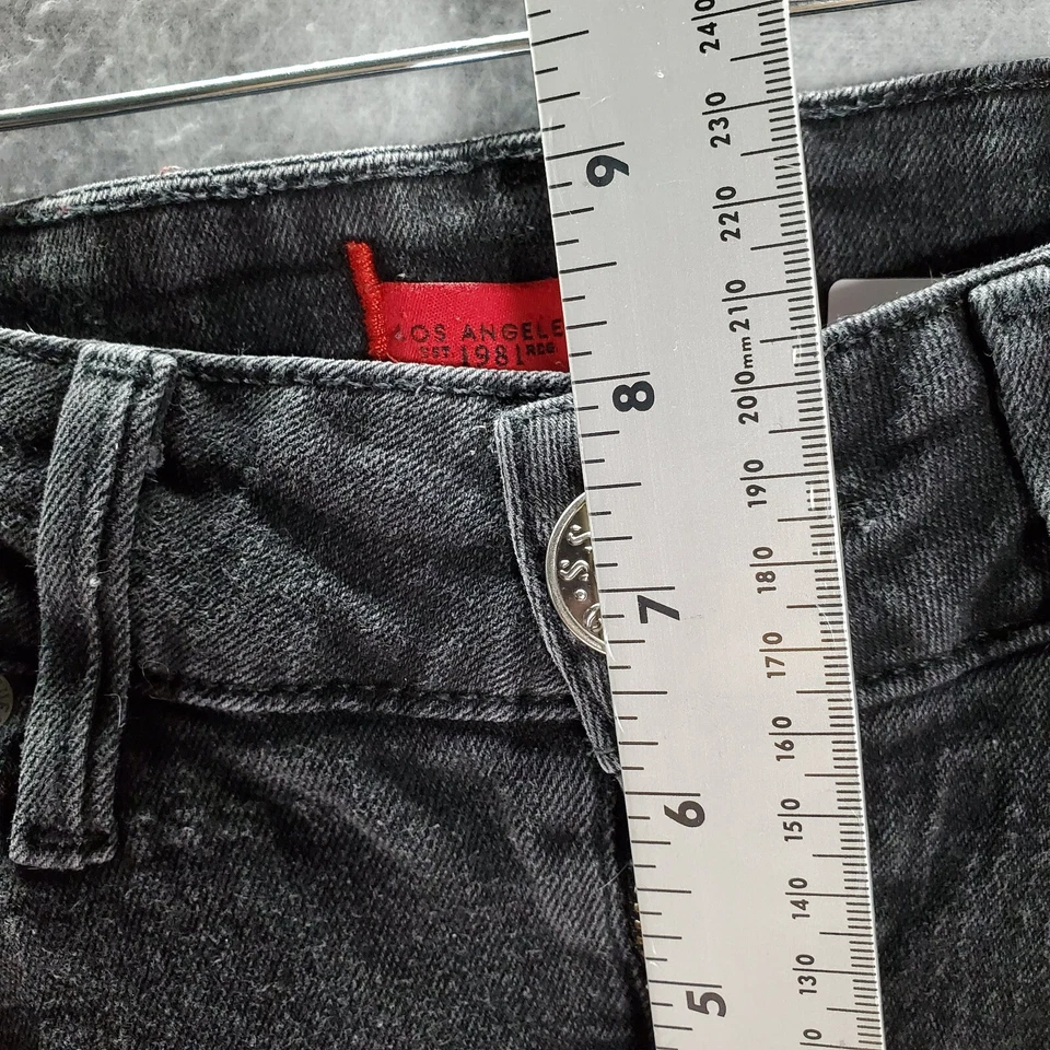 Pantalones de mezclilla para mujer Guess 28 negros tiro medio tobillo ajustados ajuste Emma 26" entrepierna elástica Foto 4 de 4