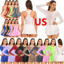 Womens Shiny Metallic A Line Flared Dress Swimsuit U Neck Stretchy Tank Dress