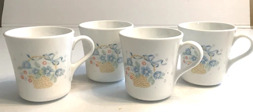 Corning Country Cornflower Coffee Cup Mug Blue Flowers in Basket, 1988