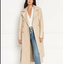 Lamarque Womens Erma Beige Relaxed Leather Trench Coat Beige