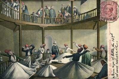 PC TURKEY CONSTANTINOPLE ISTANBUL DERVISH DANCE, Vintage Postcatd (b55641)