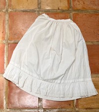 Vintage 1890s-1910s Victorian White Cotton Petticoat Skirt