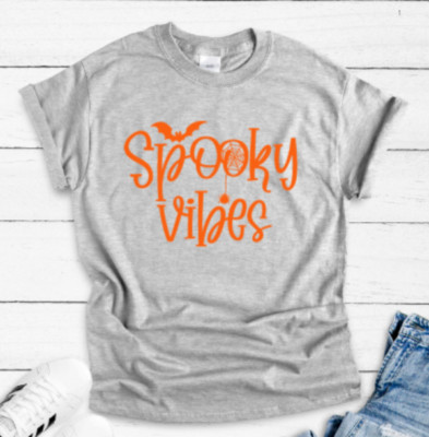 Spooky Vibes, Halloween, Gray, Unisex, Short Sleeve T-shirt