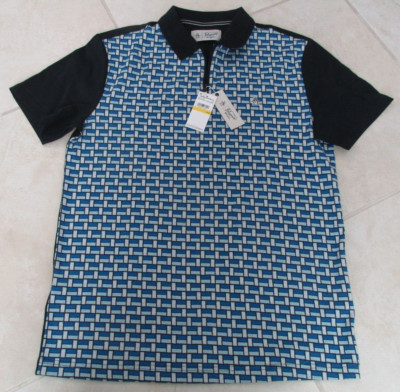 NEW Original Penguin Jacquard Front 1/4 Zip Golf Polo Shirt Men's M Blue $89.00