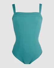$233 Lise Charmel Women's Blue Square Neck Retro One Piece Swimsuit Size Medium