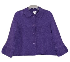 Rafael Womans Blouse/light Weight Jacket Women Sz. M Purple Crinkle Bell Sleeves