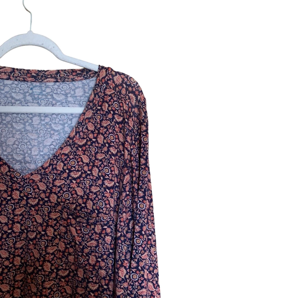 Blusa túnica Market & Spruce para mujer 3X multicolor boho artística cuello en V elástica Foto 3 de 4