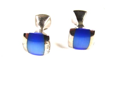 ★TATEOSSIAN★ カフリンクス ストーン ブルー SV925 シルバー Silvertone & Blue Modernistic Cufflinks by RTT Tateossian Made In