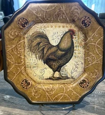 Vintage Ceramic 10”  Decorative Plate Jewelry Trinket  Rooster
