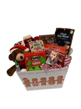 Kids Christmas Gift Basket Teddy Bear Blanket Crafts Candy Toy Holiday Present