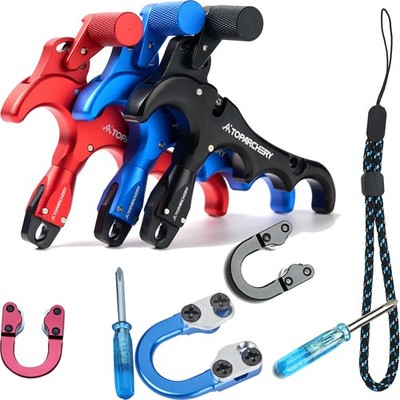 4 Finger 360° Bogenschießen Release Aids Drehen Metall D-Loop Compoundbogen Jagd