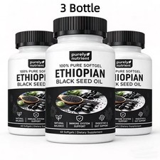 3 PACK Ethiopian Black Seed Oil Softgels 4.64% Thymoquinone Gluten-Free