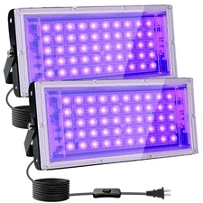 2 Pack 50W Black Lights, Blacklight Flood Light with Plug and Switch,for Glow...