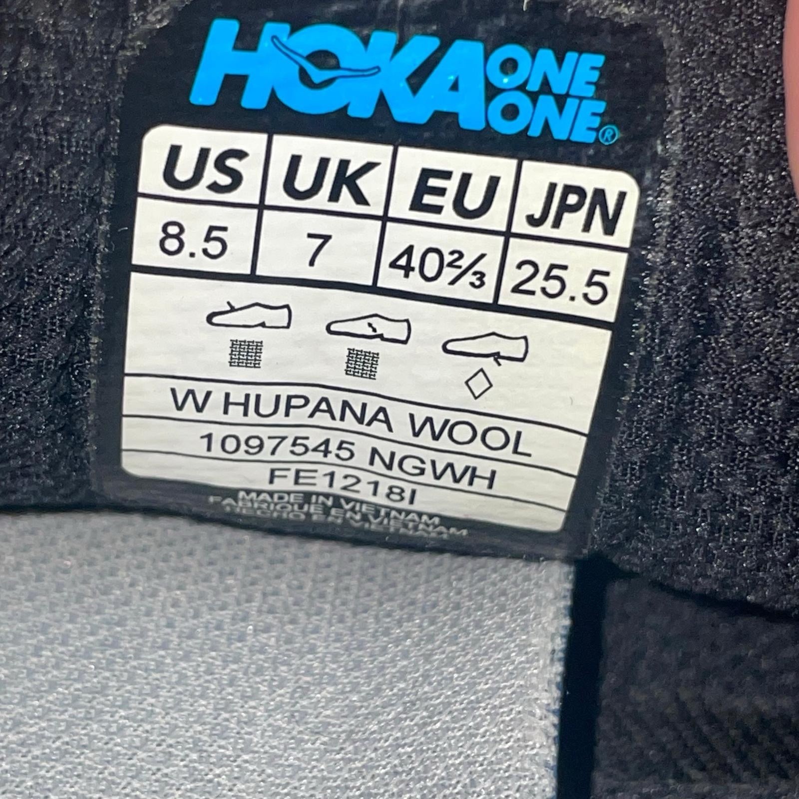 Hoka One One Hupana Gray Wool Sneakers 1097545-NGWH Shoes Sneakers Womens 8.5 thumbnail 3