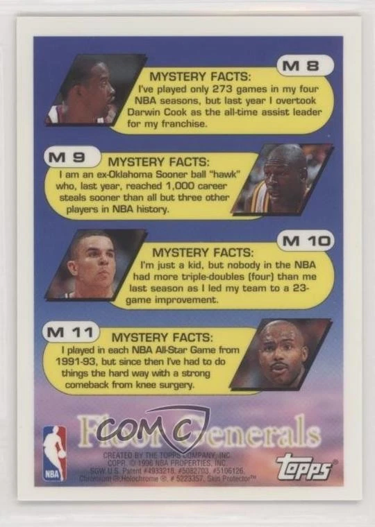 1995-96 Topps Mystery Finest Refractor Tim Hardaway #M11 HOF - Image 2 of 2